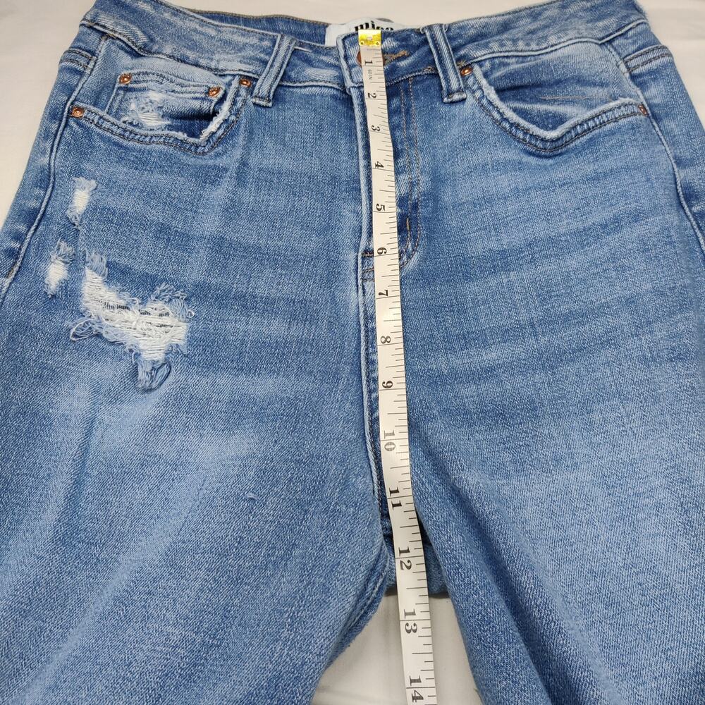 Mica High Rise Wide Leg Distressed Boho Relaxed Stretch Jeans Raw Hem Size 27 - Picture 13 of 16